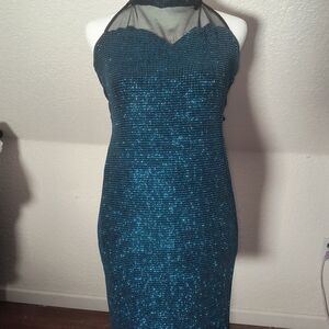 Teal Halter Dress / Dance Costume